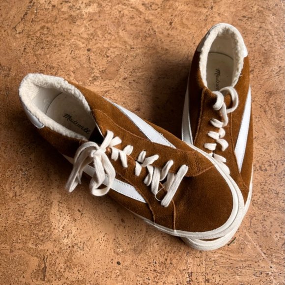 Madewell Sidewalk Low-Top Suede Faux Sherpa Sneaker - Picture 2 of 7
